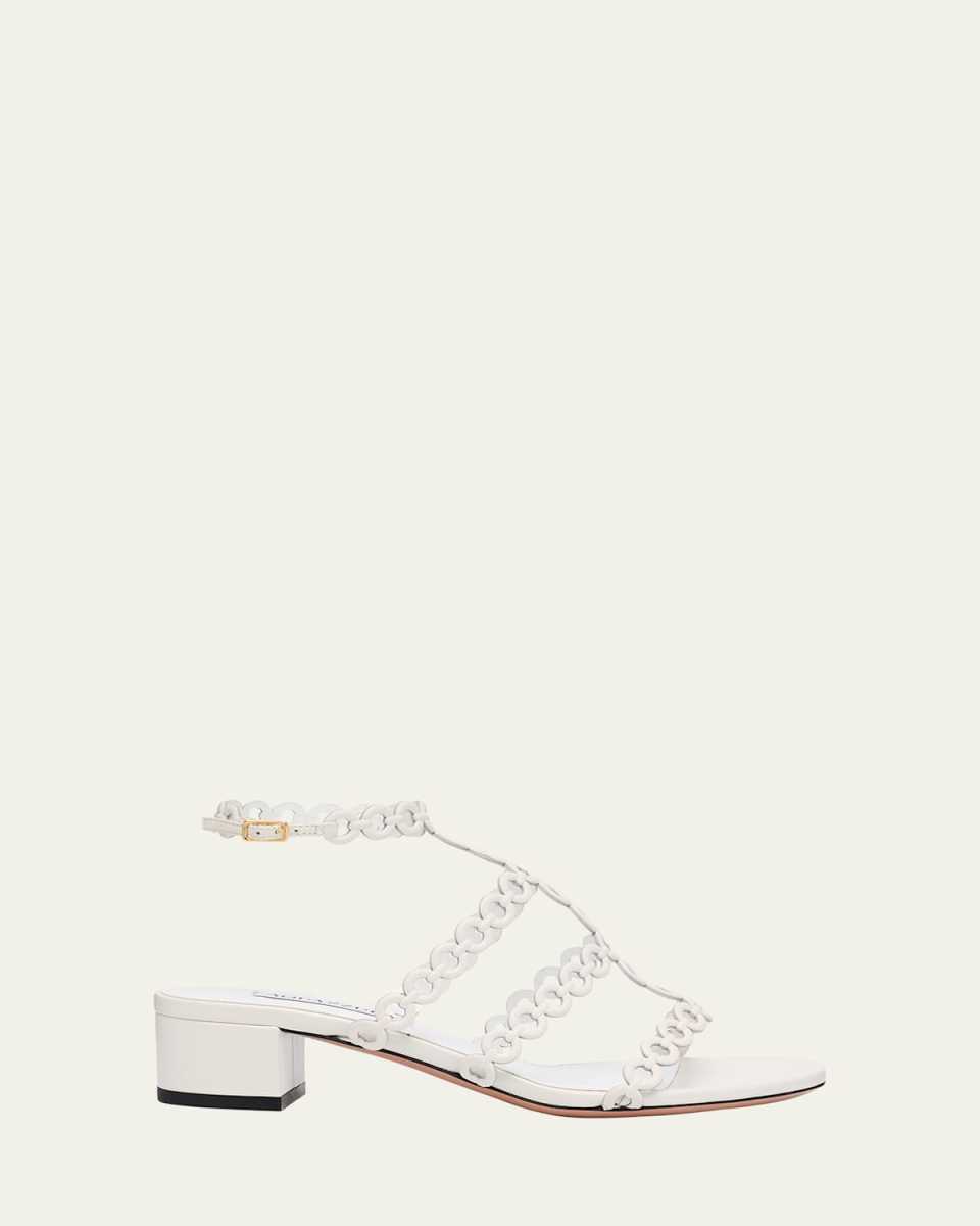 Infinity Leather Chain T-Strap Sandals